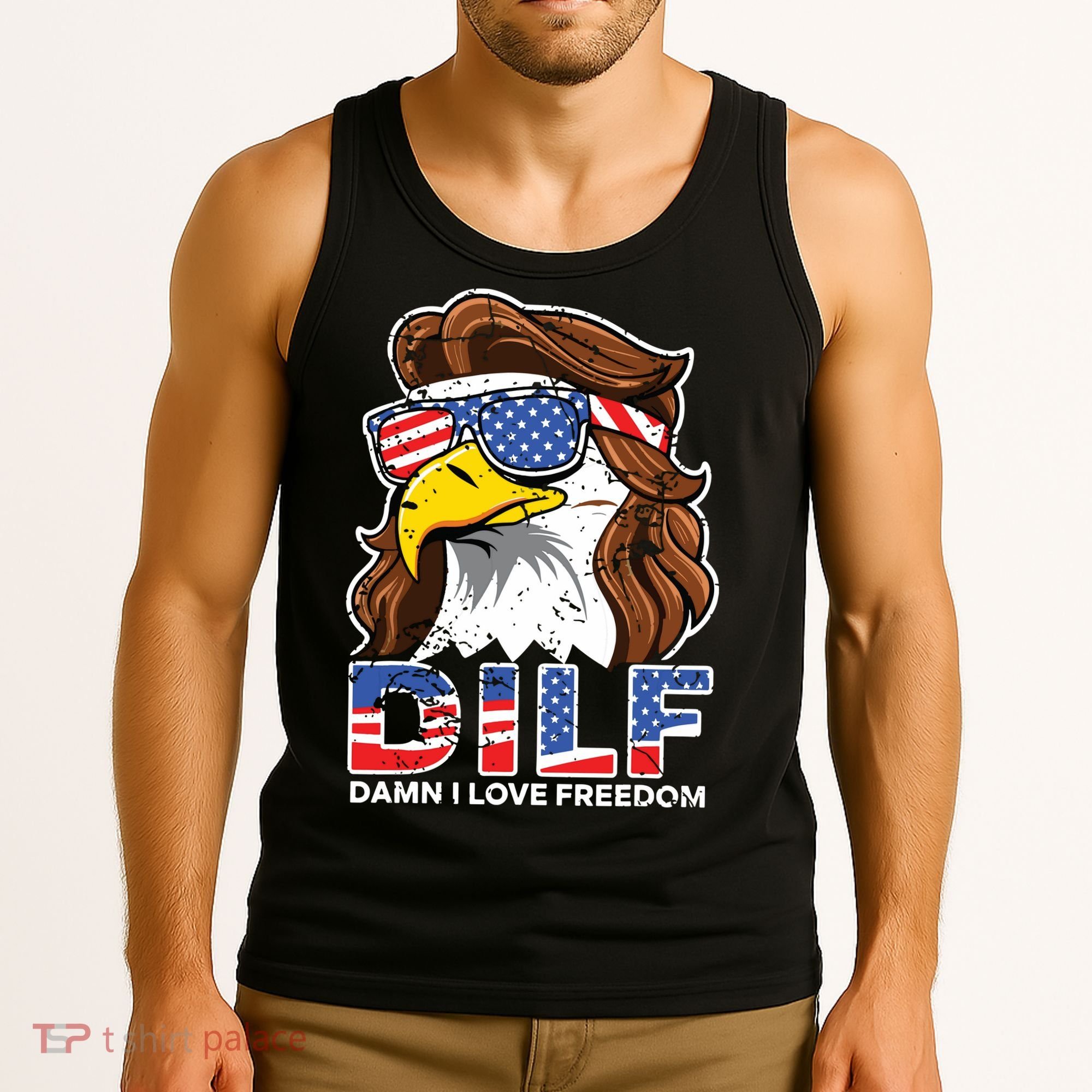 Damn I Love Freedom Eagle Funny Patriotic July 4th Tank Top