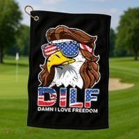 Damn I Love Freedom Eagle Funny Patriotic July 4th Golf Towel thumb 1