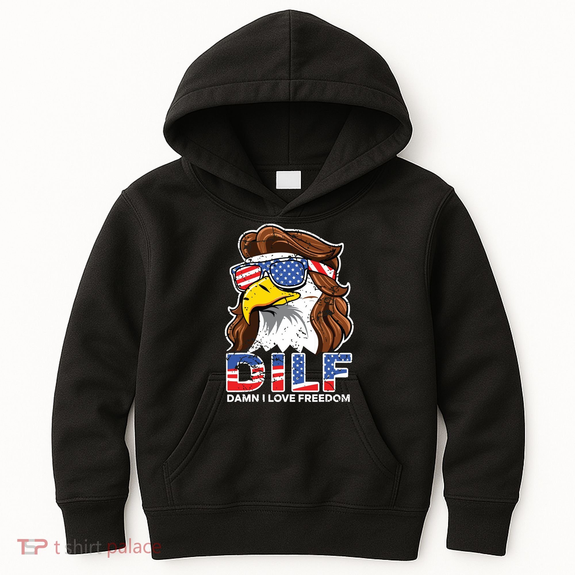 Damn I Love Freedom Eagle Funny Patriotic July 4th Kids Hoodie