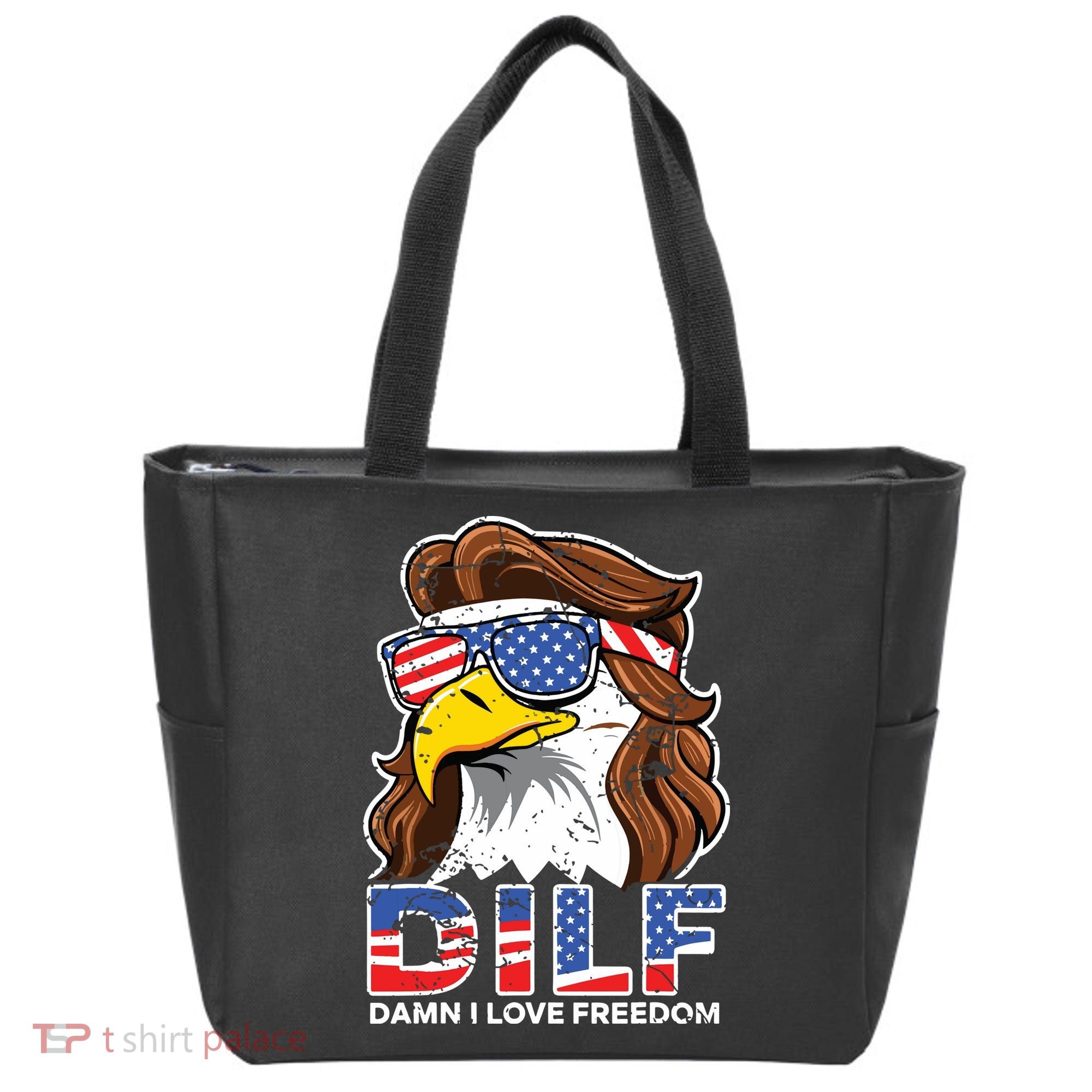 Damn I Love Freedom Eagle Funny Patriotic July 4th Tote Bag