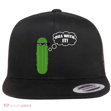 Dill With It Pickle Flat Bill Trucker Hat