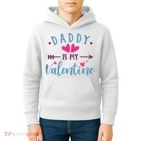 Daddy Is My Valentine Cute Holiday Kids Hoodie thumb 4
