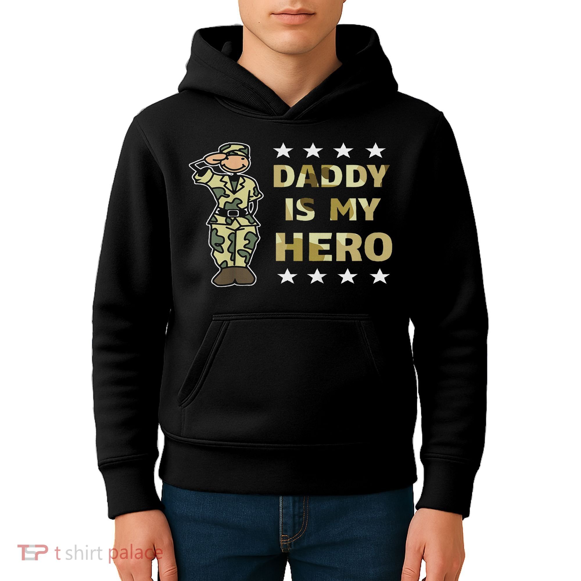 Daddy Is My Hero Military Kids Hoodie