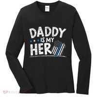 Daddy Is My Hero Police Thin Blue Line Law Enforcement Women's Long Sleeve Shirt thumb 0