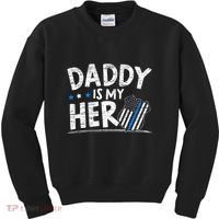 Daddy Is My Hero Police Thin Blue Line Law Enforcement Kids Sweatshirt thumb 0