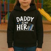 Daddy Is My Hero Police Thin Blue Line Law Enforcement Kids Hoodie thumb 3