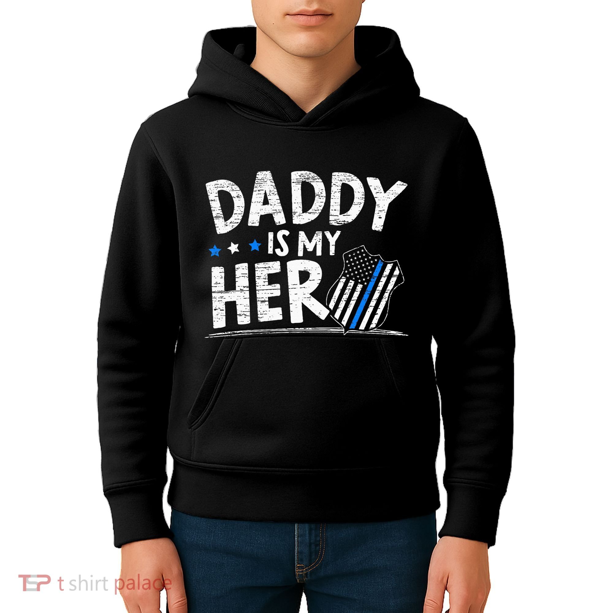 Daddy Is My Hero Police Thin Blue Line Law Enforcement Kids Hoodie