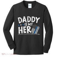 Daddy Is My Hero Police Thin Blue Line Law Enforcement Kids Long Sleeve Shirt thumb 0