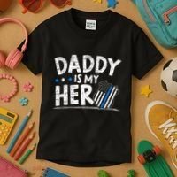 Daddy Is My Hero Police Thin Blue Line Law Enforcement Kids T-Shirt thumb 3