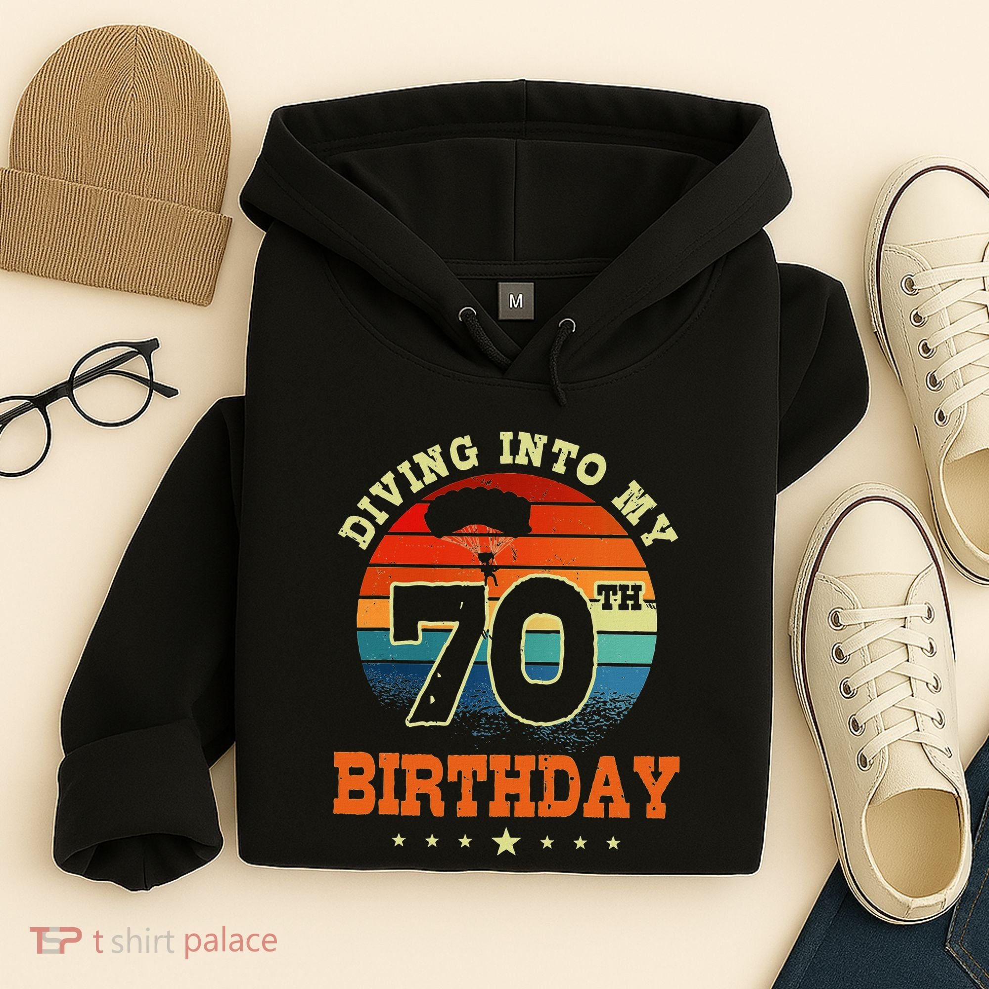 Diving Into My 70th Birthday Sky Diving Parachute Lover Hoodie