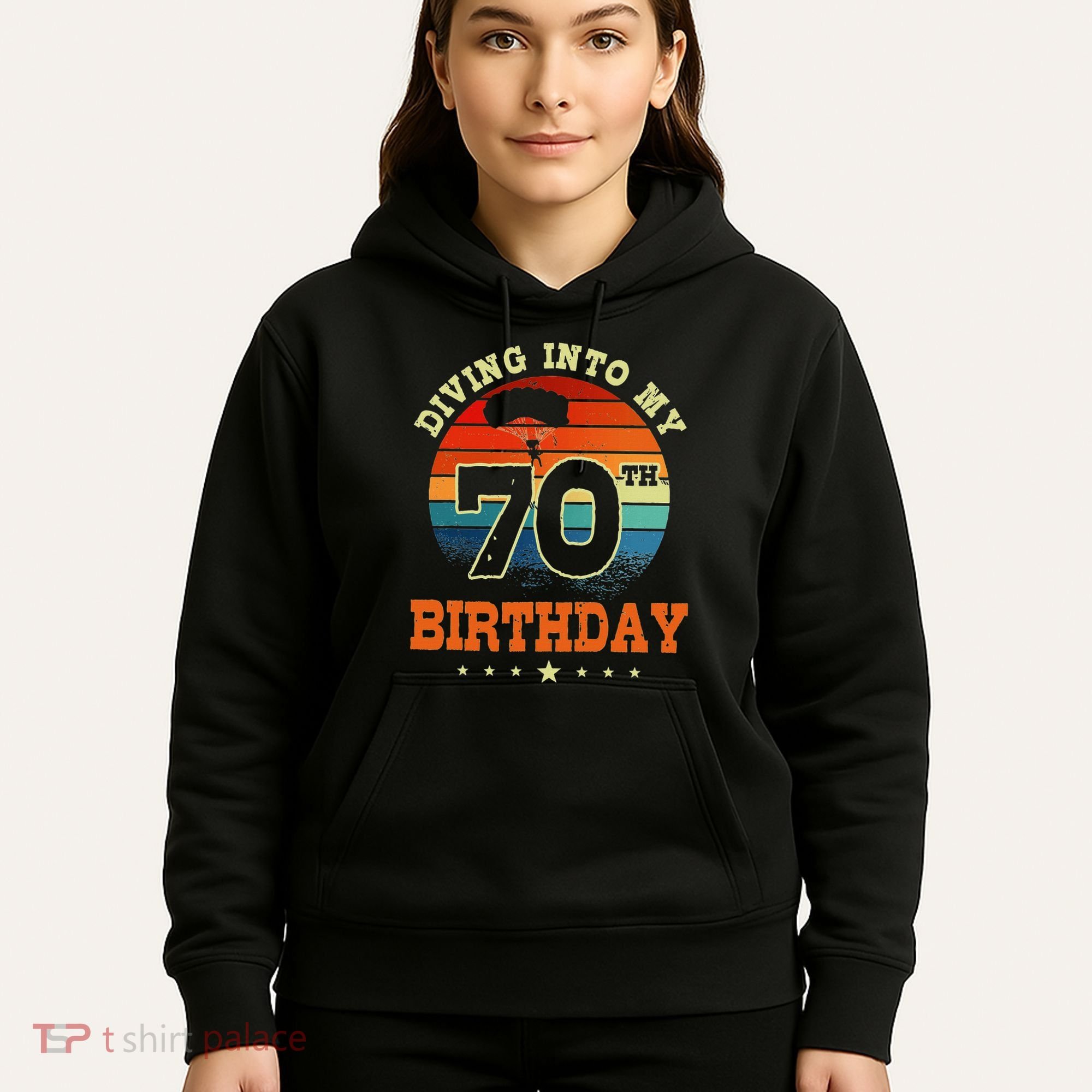Diving Into My 70th Birthday Sky Diving Parachute Lover Hoodie