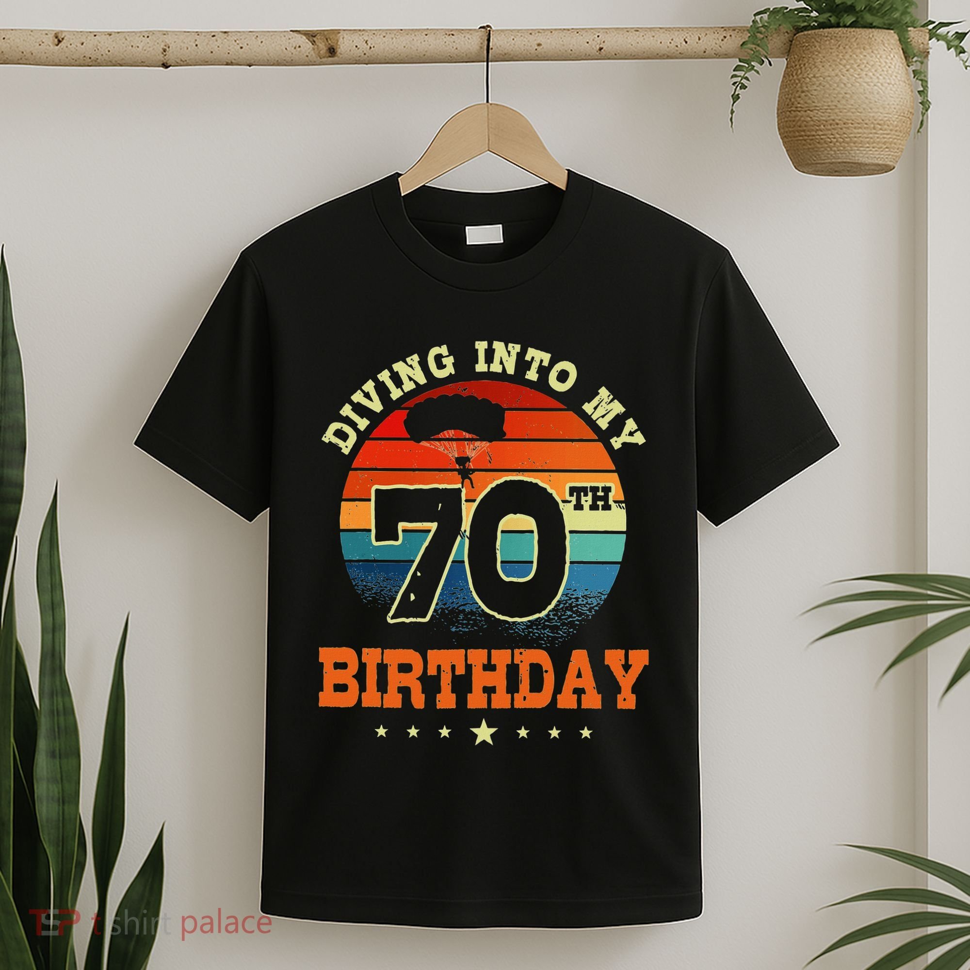 Diving Into My 70th Birthday Sky Diving Parachute Lover T-Shirt