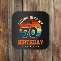 Diving Into My 70th Birthday Sky Diving Parachute Lover Coaster thumb 0