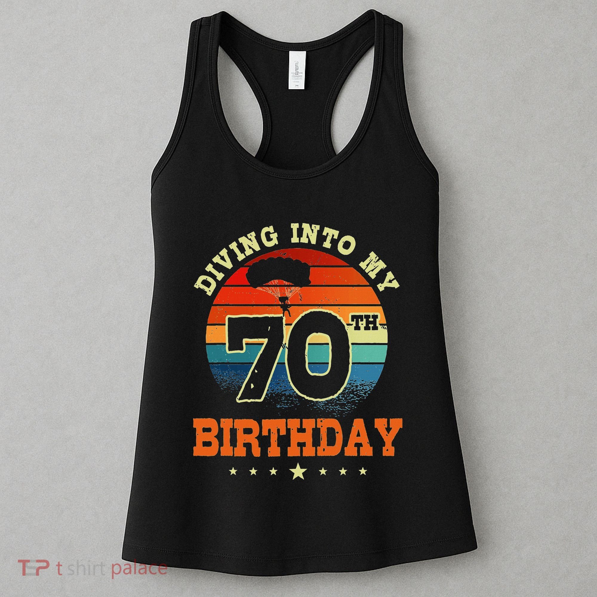 Diving Into My 70th Birthday Sky Diving Parachute Lover Women's Tank Top