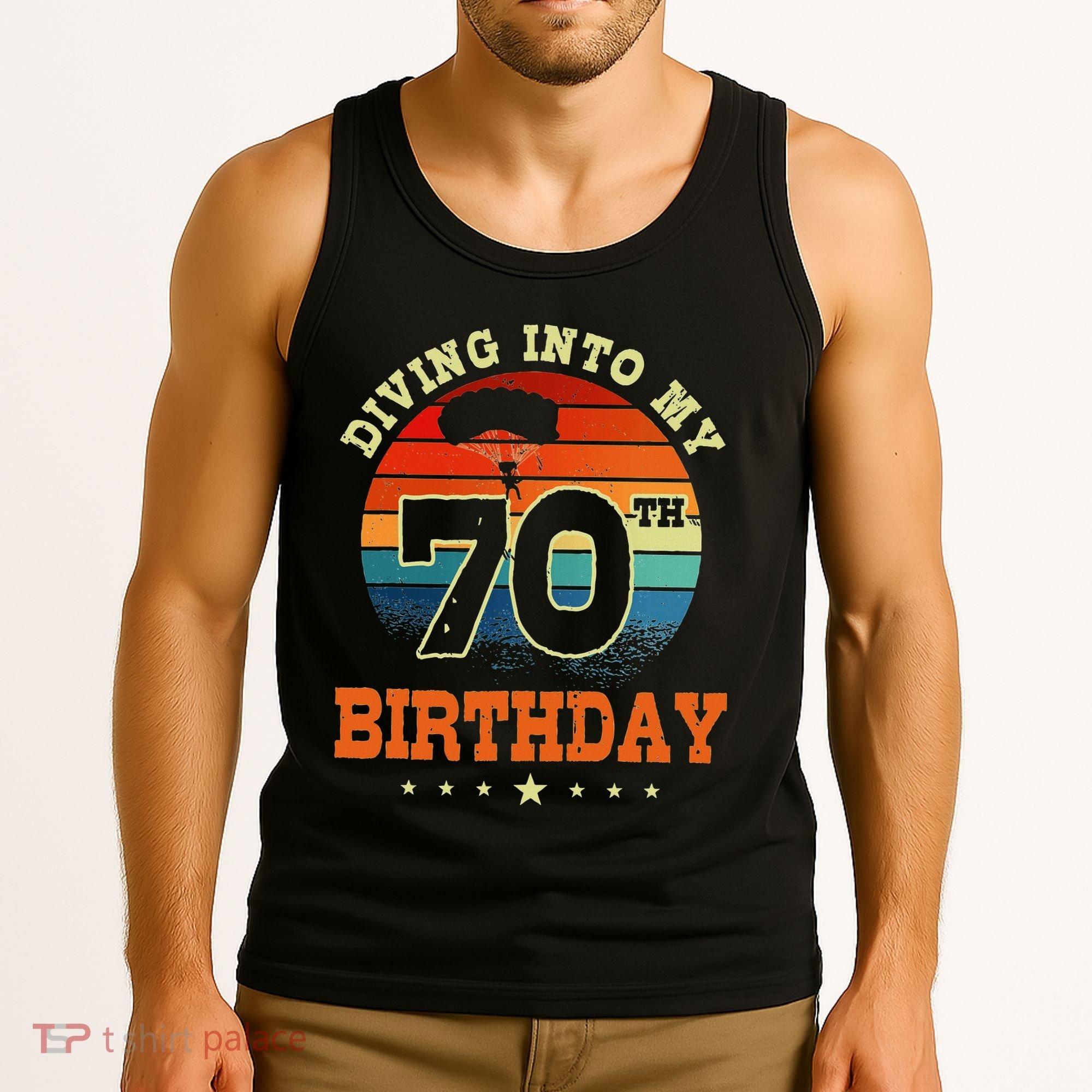 Diving Into My 70th Birthday Sky Diving Parachute Lover Tank Top