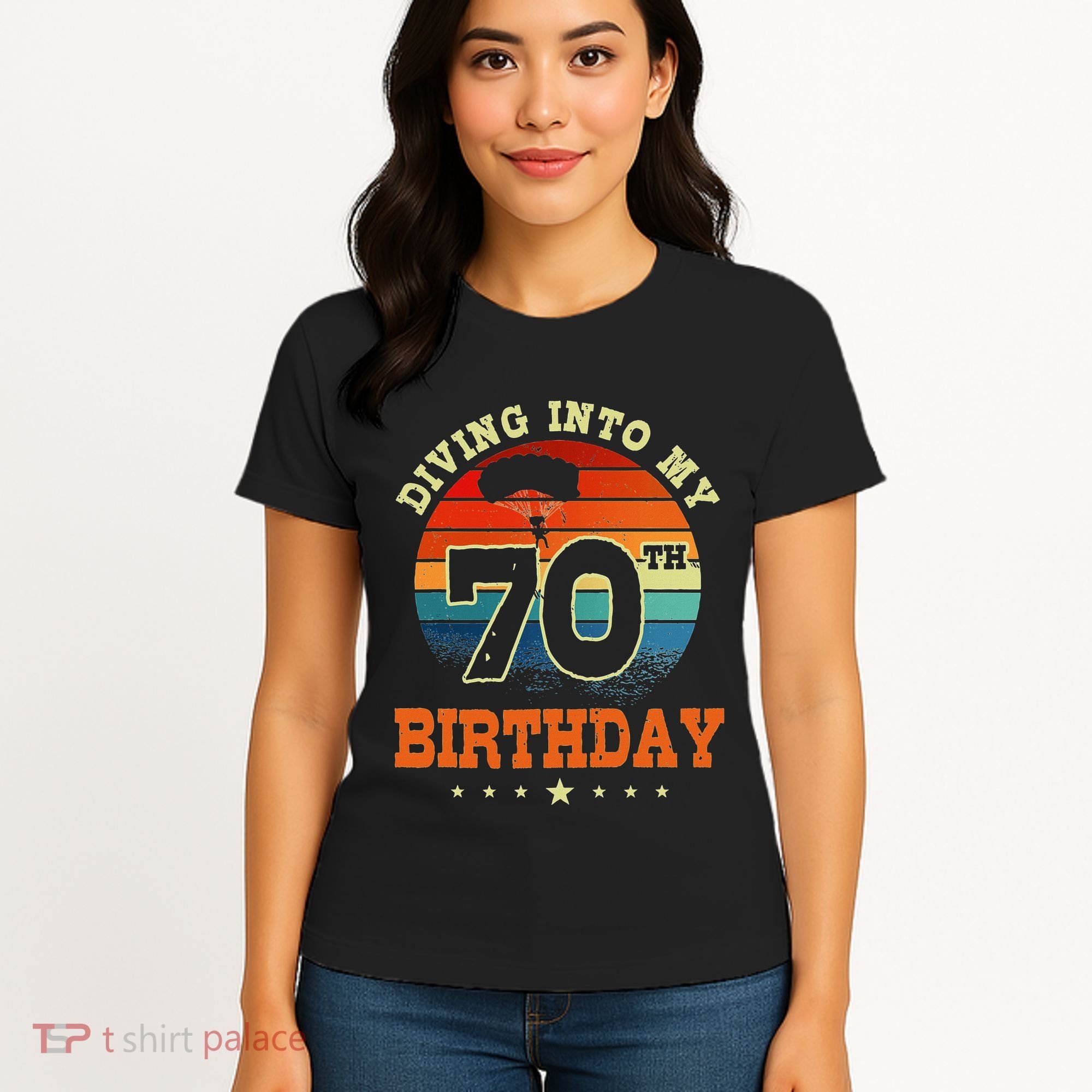 Diving Into My 70th Birthday Sky Diving Parachute Lover Women's T-Shirt