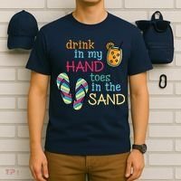 Drink In My Hand Toes In The Sand Summer Beach T-Shirt thumb 6