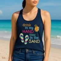 Drink In My Hand Toes In The Sand Summer Beach Women's Tank Top thumb 2