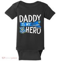 Daddy Is My Hero S Police Thin Blue Line Law Enforcement Baby Bodysuit thumb 0