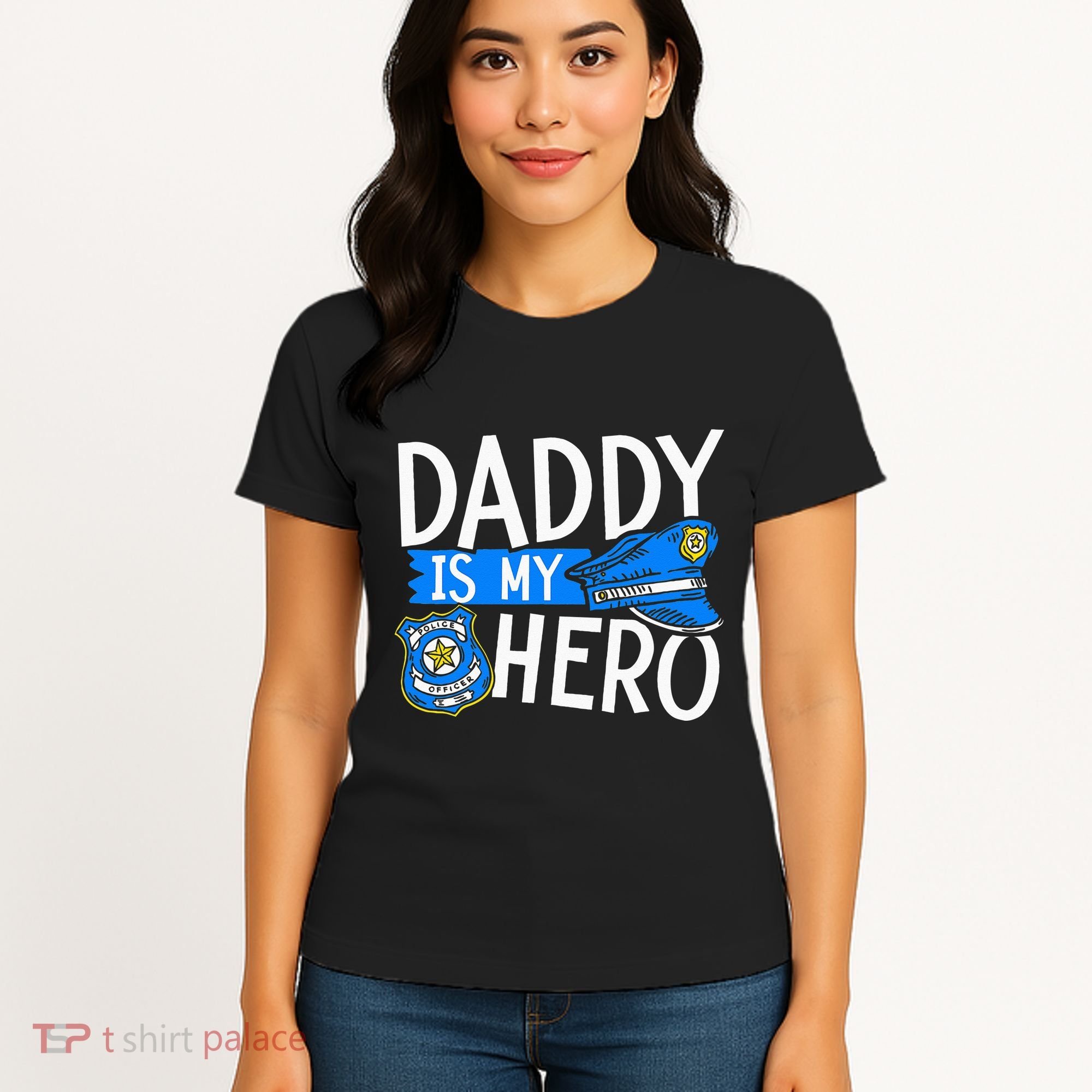 Daddy Is My Hero S Police Thin Blue Line Law Enforcement Women's T-Shirt