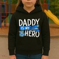 Daddy Is My Hero S Police Thin Blue Line Law Enforcement Kids Hoodie thumb 3