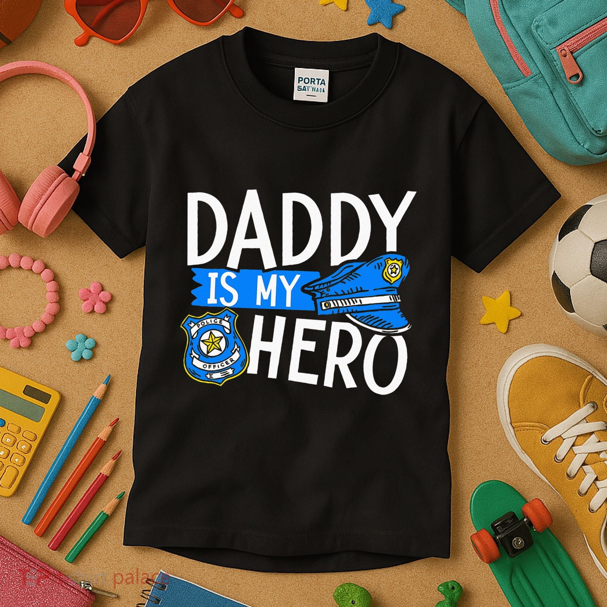 Daddy Is My Hero S Police Thin Blue Line Law Enforcement Kids T-Shirt