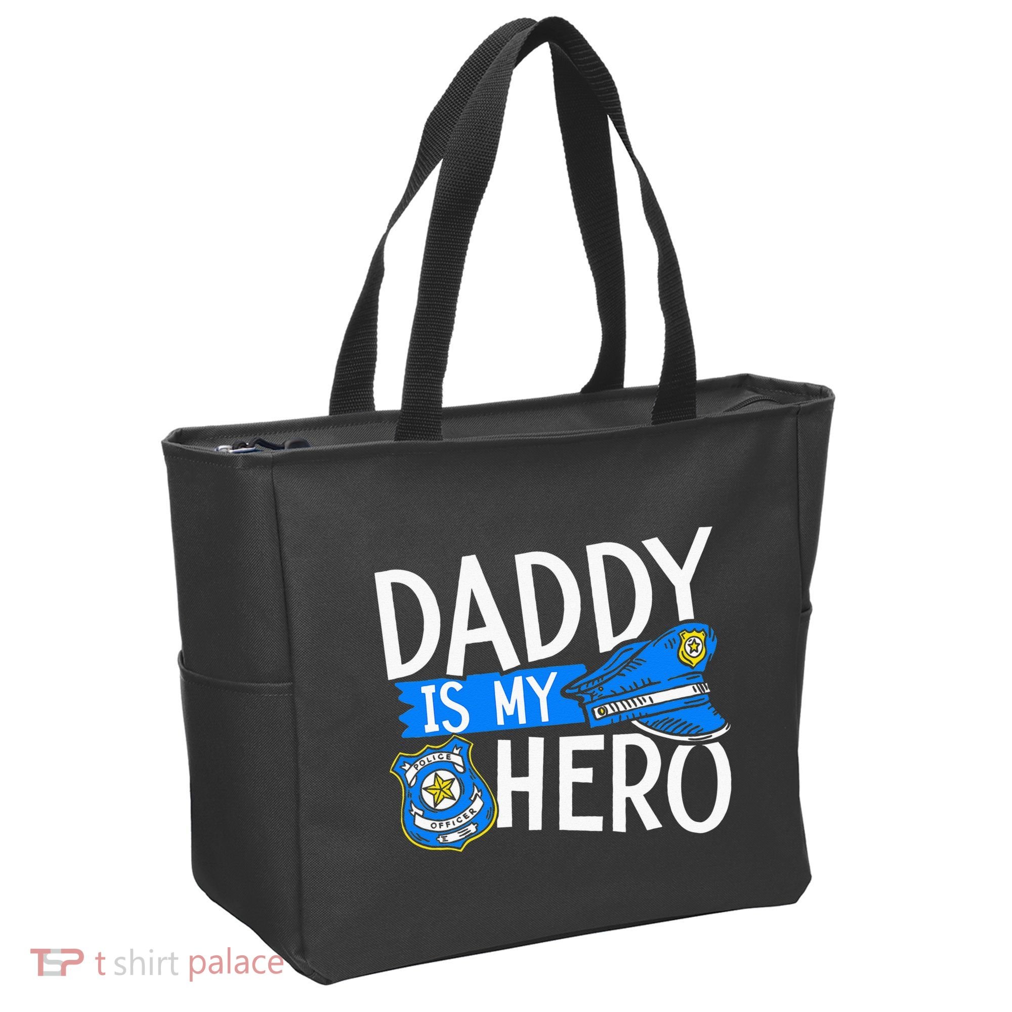 Daddy Is My Hero S Police Thin Blue Line Law Enforcement Tote Bag