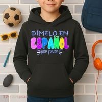 Dimelo En Espanol Bilingual Spanish Teacher Kids Hoodie thumb 2