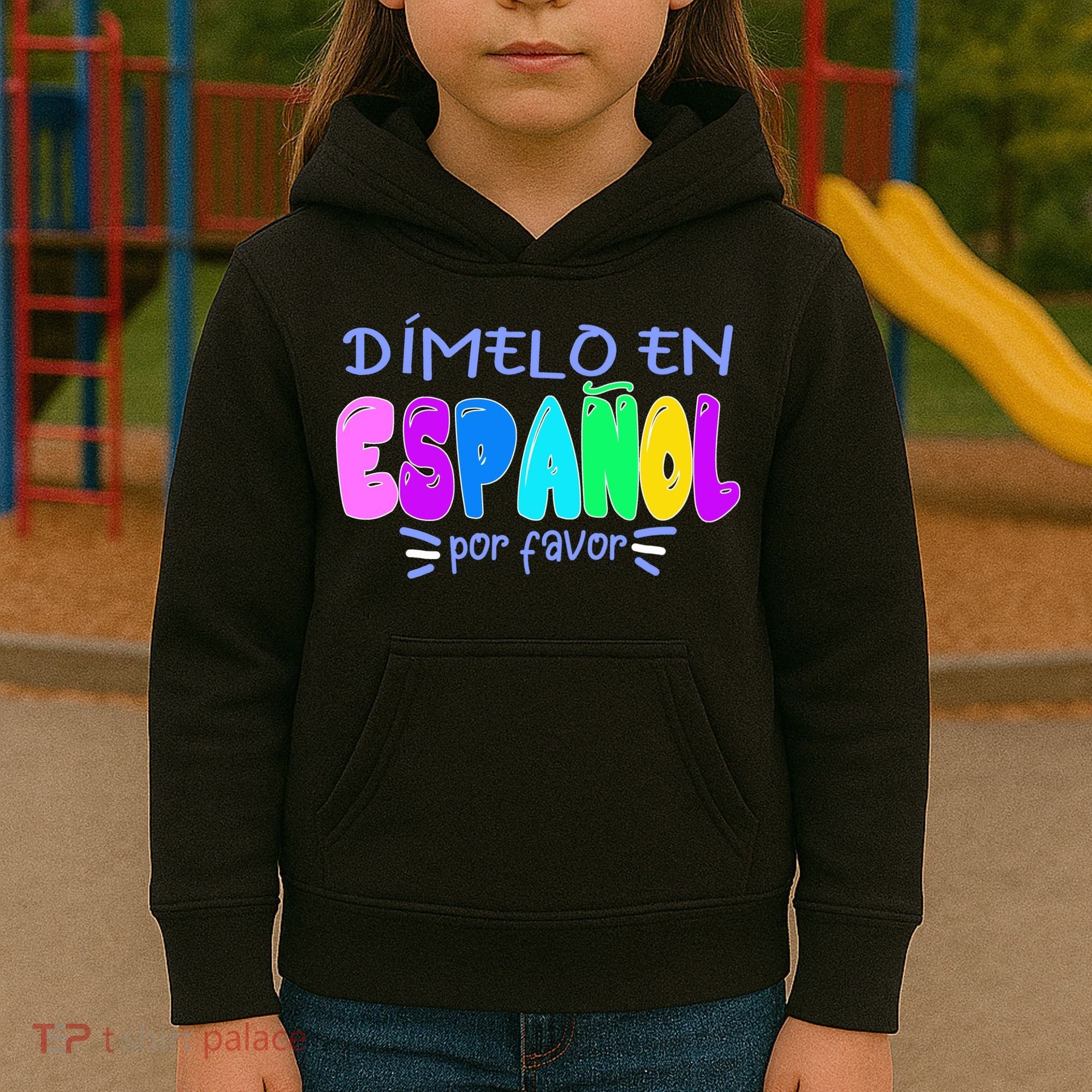 Dimelo En Espanol Bilingual Spanish Teacher Kids Hoodie