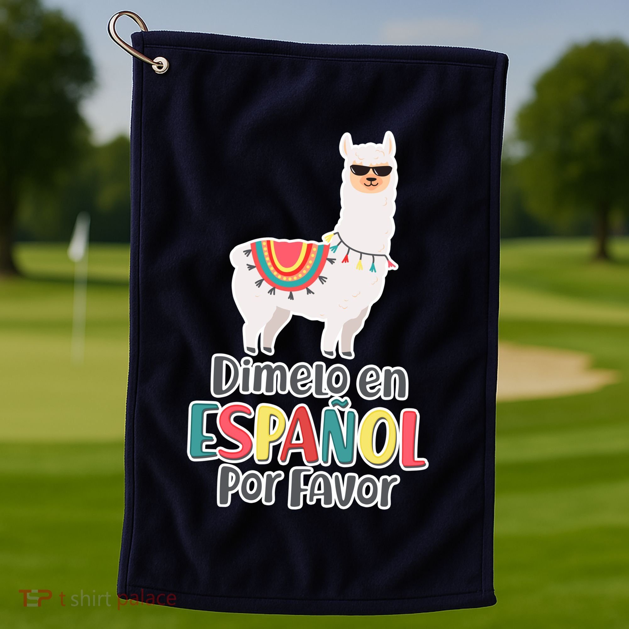 Dimelo en Espanol por Favor Spanish Llama Golf Towel