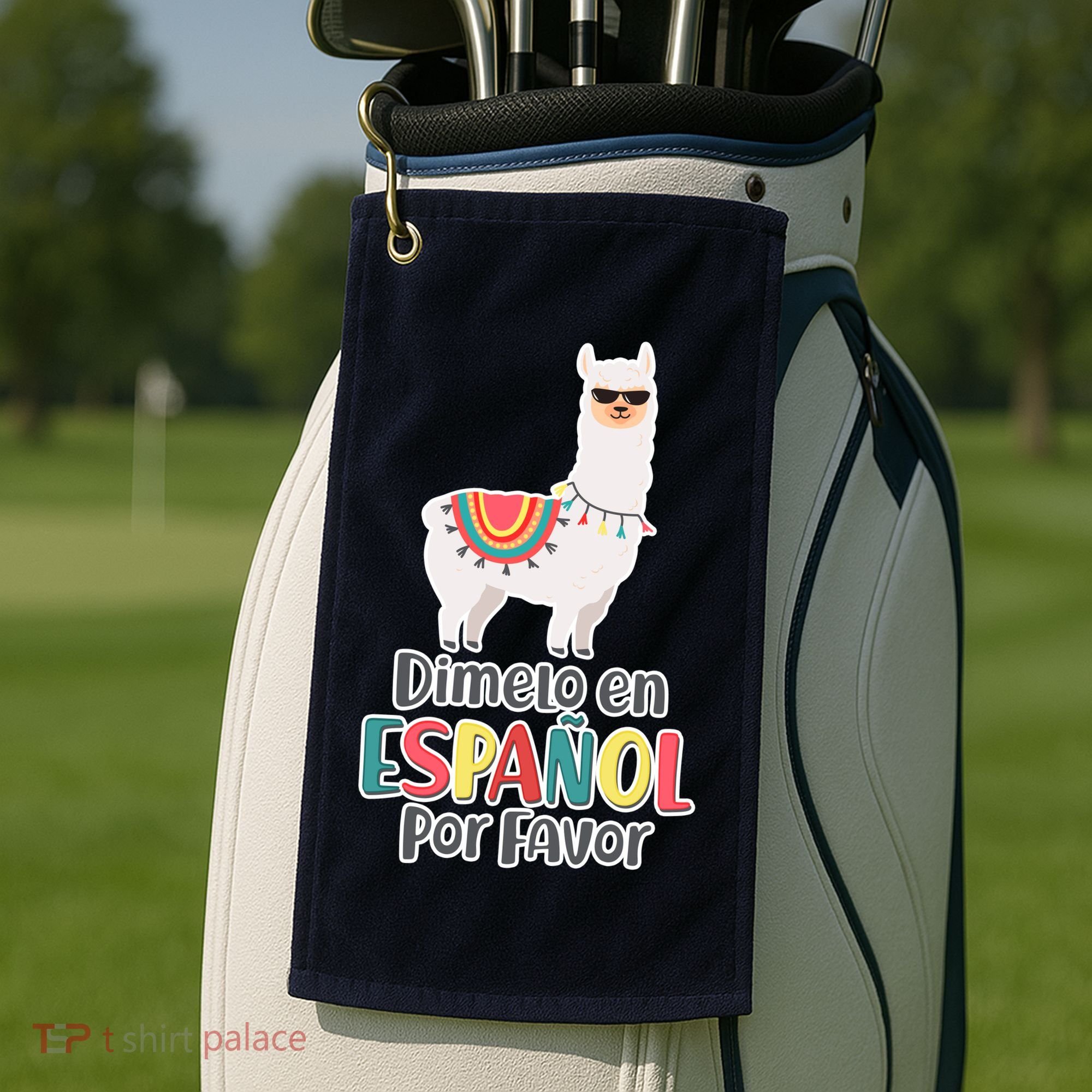 Dimelo en Espanol por Favor Spanish Llama Golf Towel