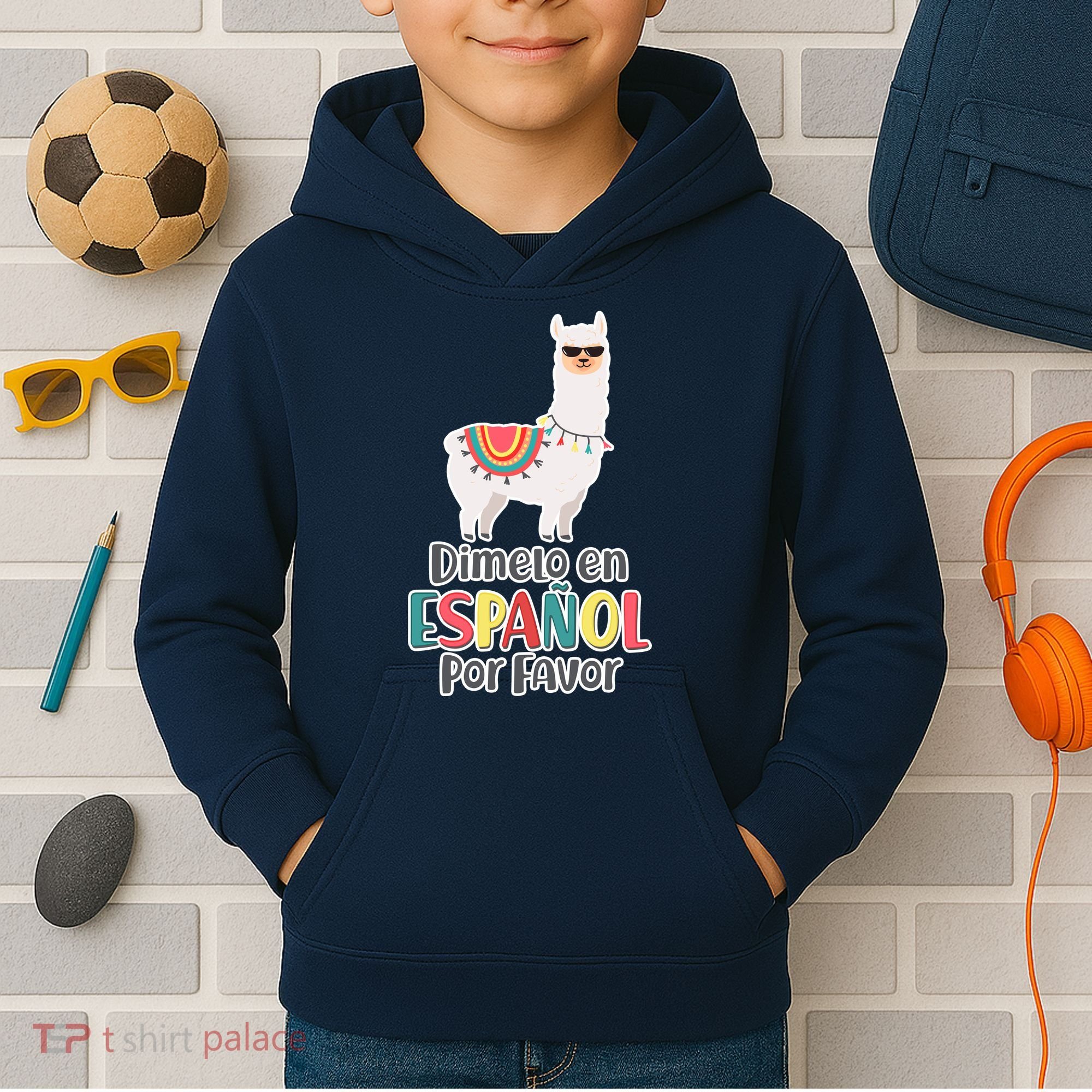 Dimelo en Espanol por Favor Spanish Llama Kids Hoodie