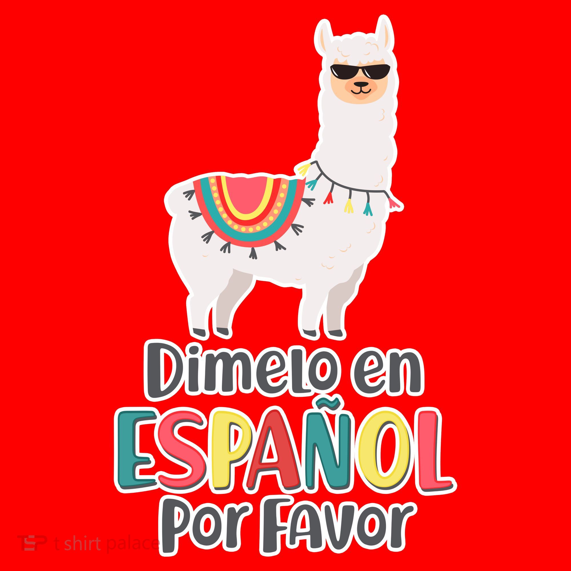 Dimelo en Espanol por Favor Spanish Llama Santa Hat
