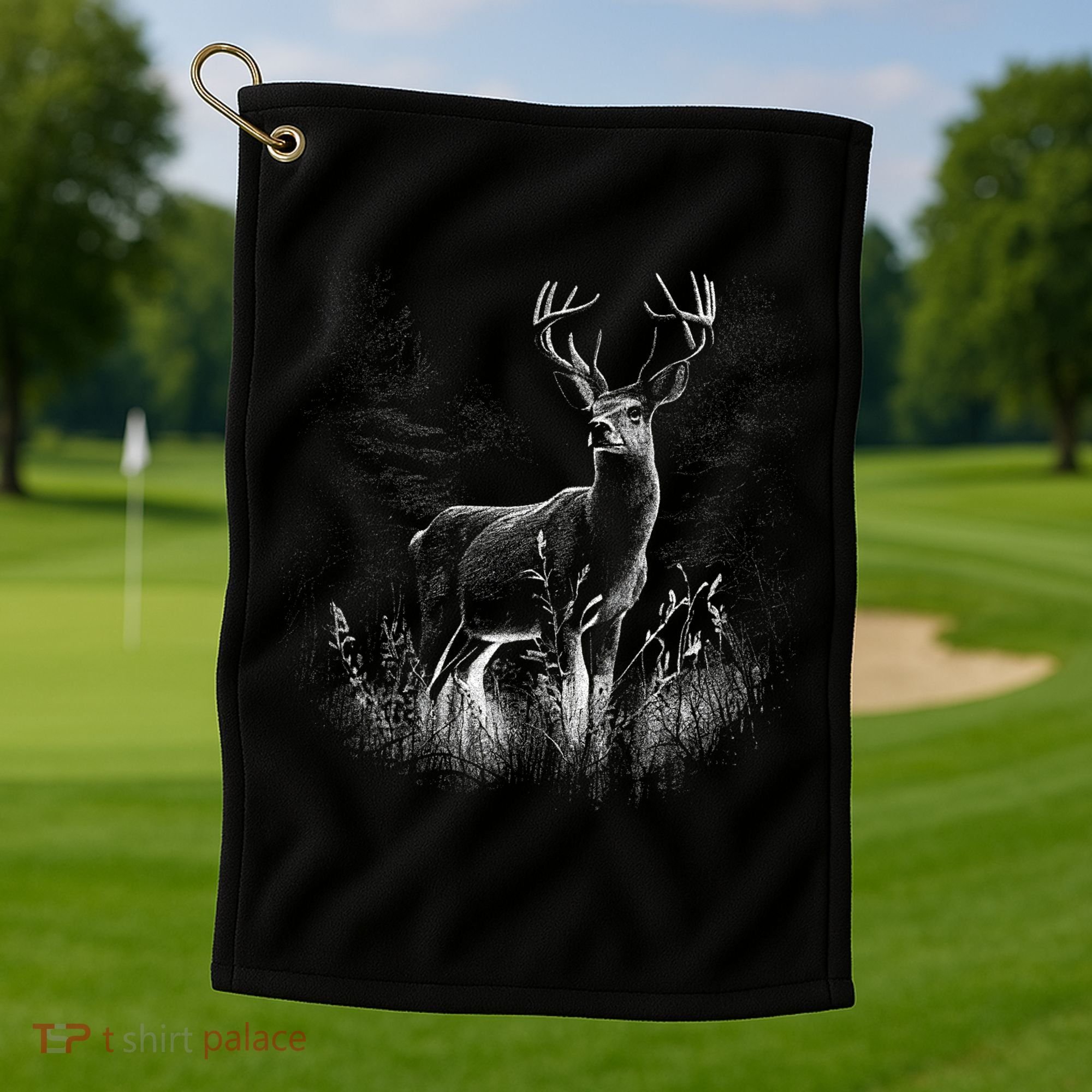 Deer In Nature Realistic Golf Towel