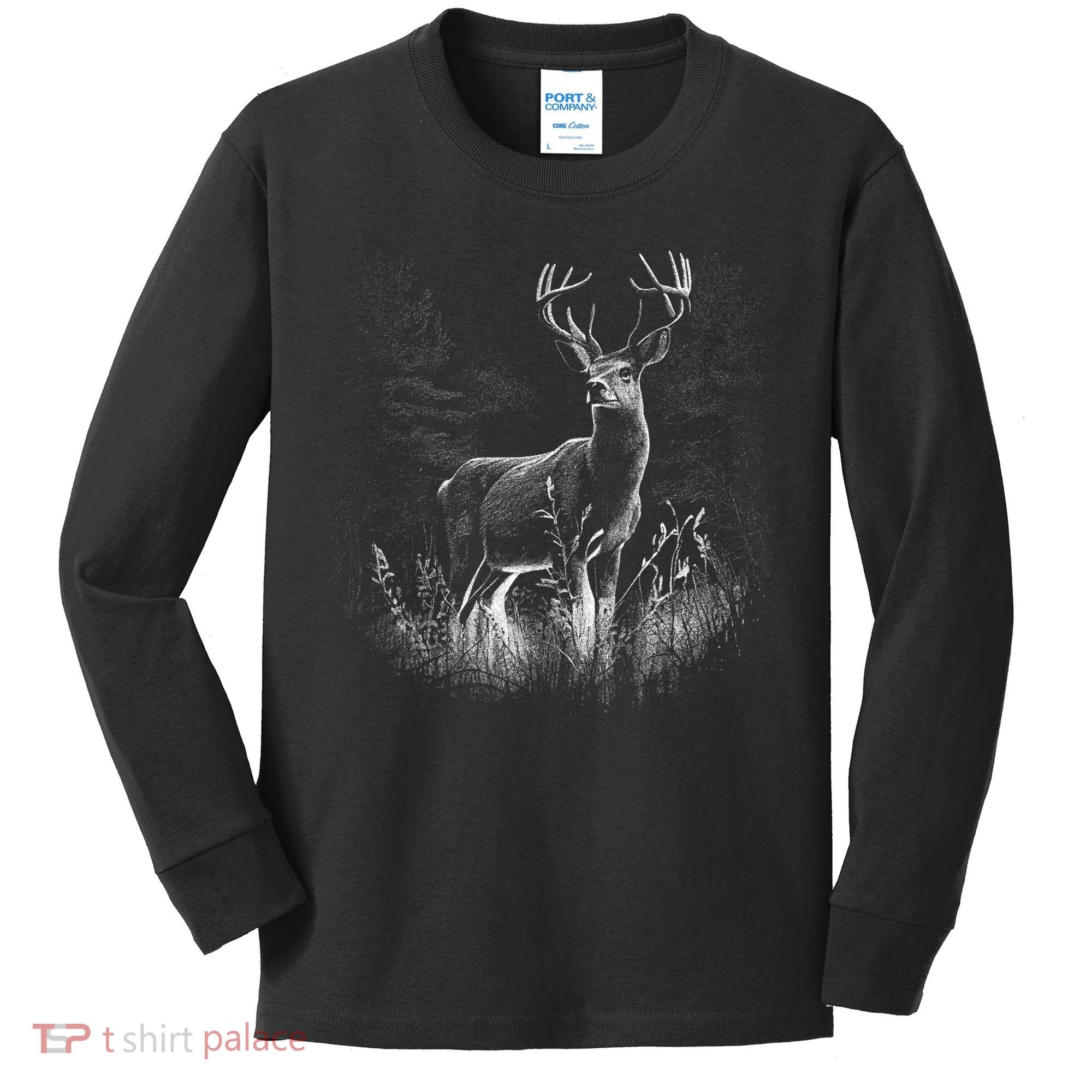 Deer In Nature Realistic Kids Long Sleeve Shirt