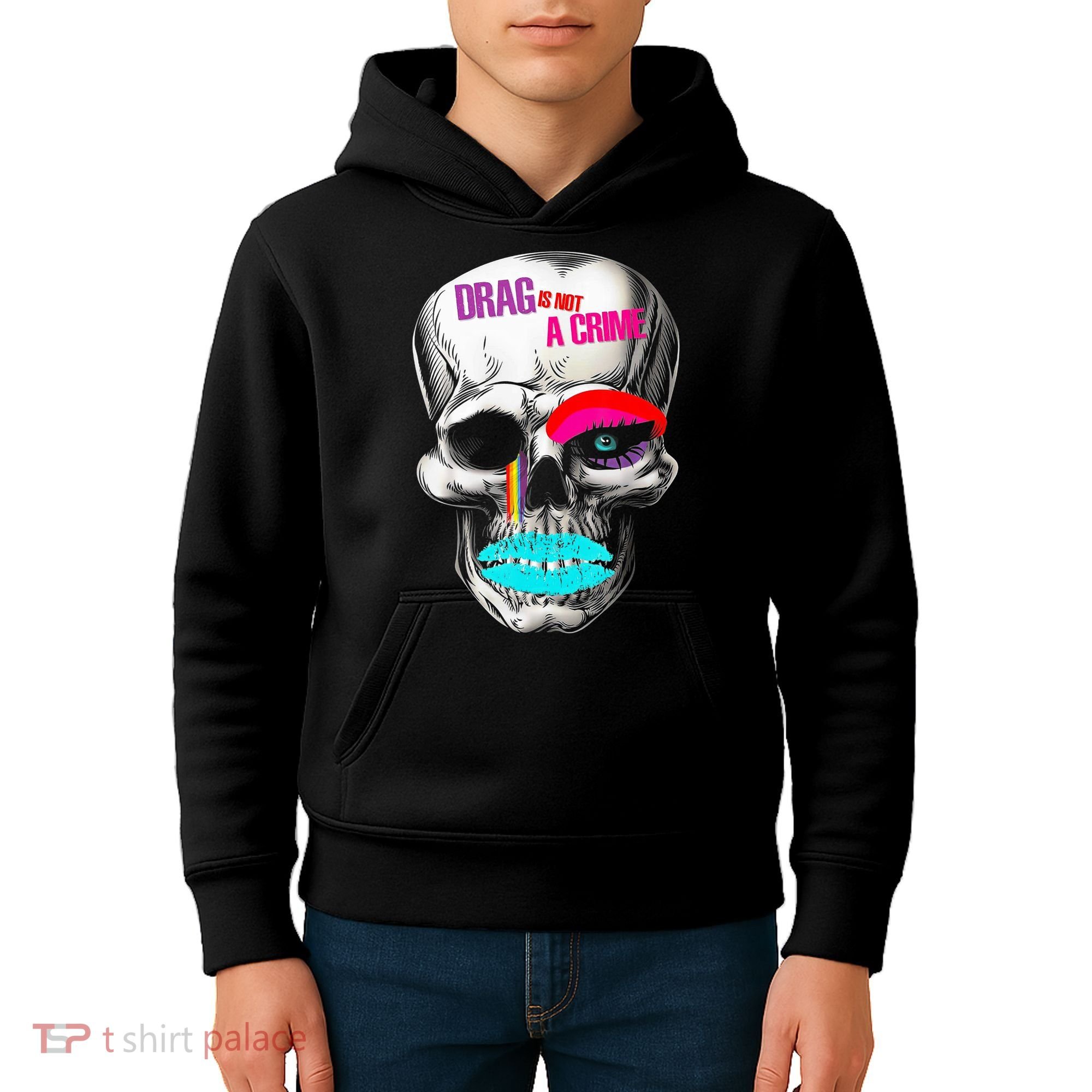 Drag Is Not A Crime Skull Kids Hoodie