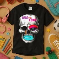 Drag Is Not A Crime Skull Kids T-Shirt thumb 3
