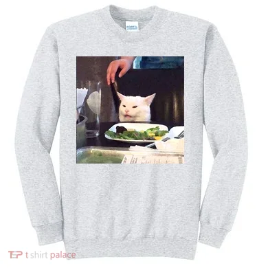 Dinner Table Cat Meme Funny Internet Yelling Sweatshirt