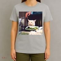 Dinner Table Cat Meme Funny Internet Yelling T-Shirt thumb 4