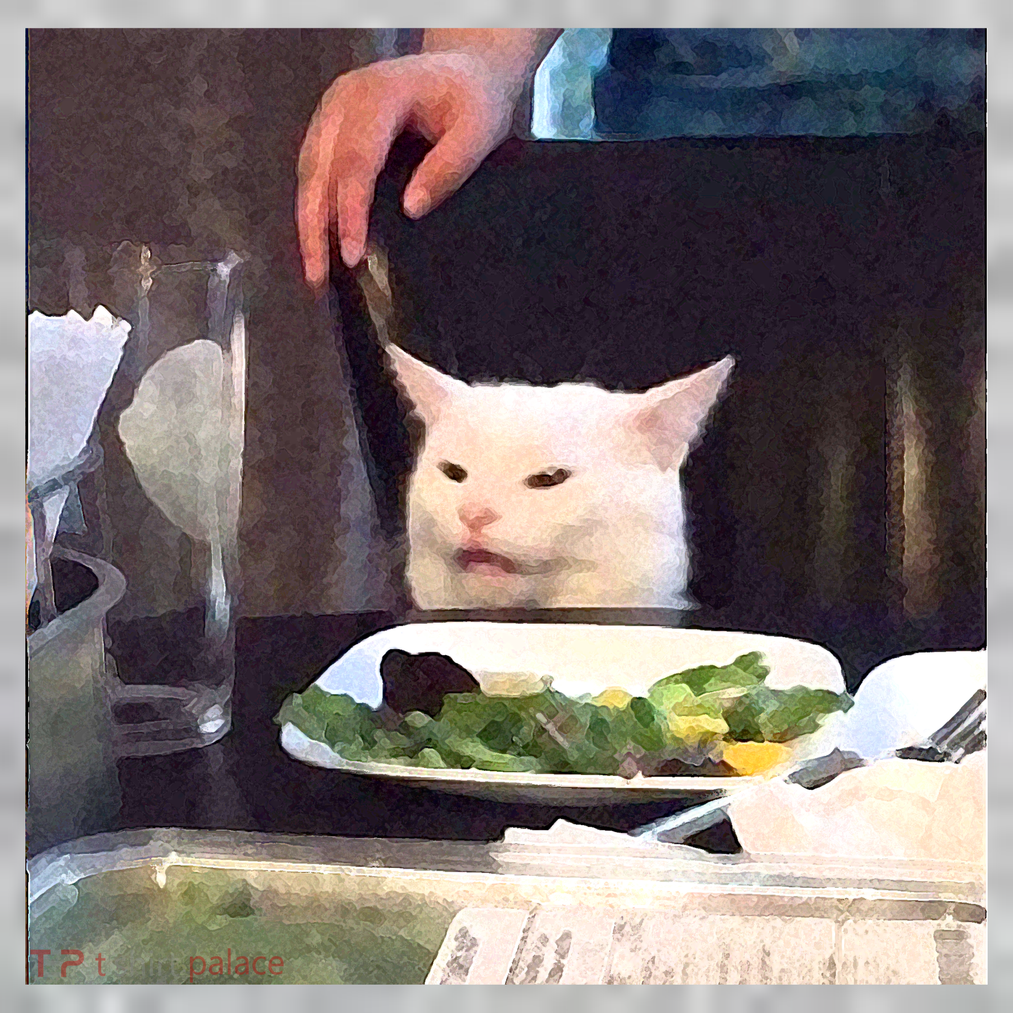 Dinner Table Cat Meme Funny Internet Yelling Toddler T-Shirt