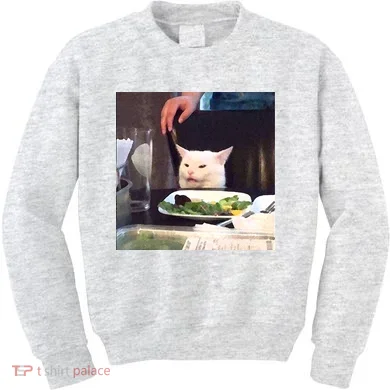 Dinner Table Cat Meme Funny Internet Yelling Kids Sweatshirt