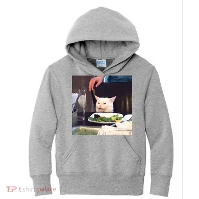 Dinner Table Cat Meme Funny Internet Yelling Kids Hoodie
