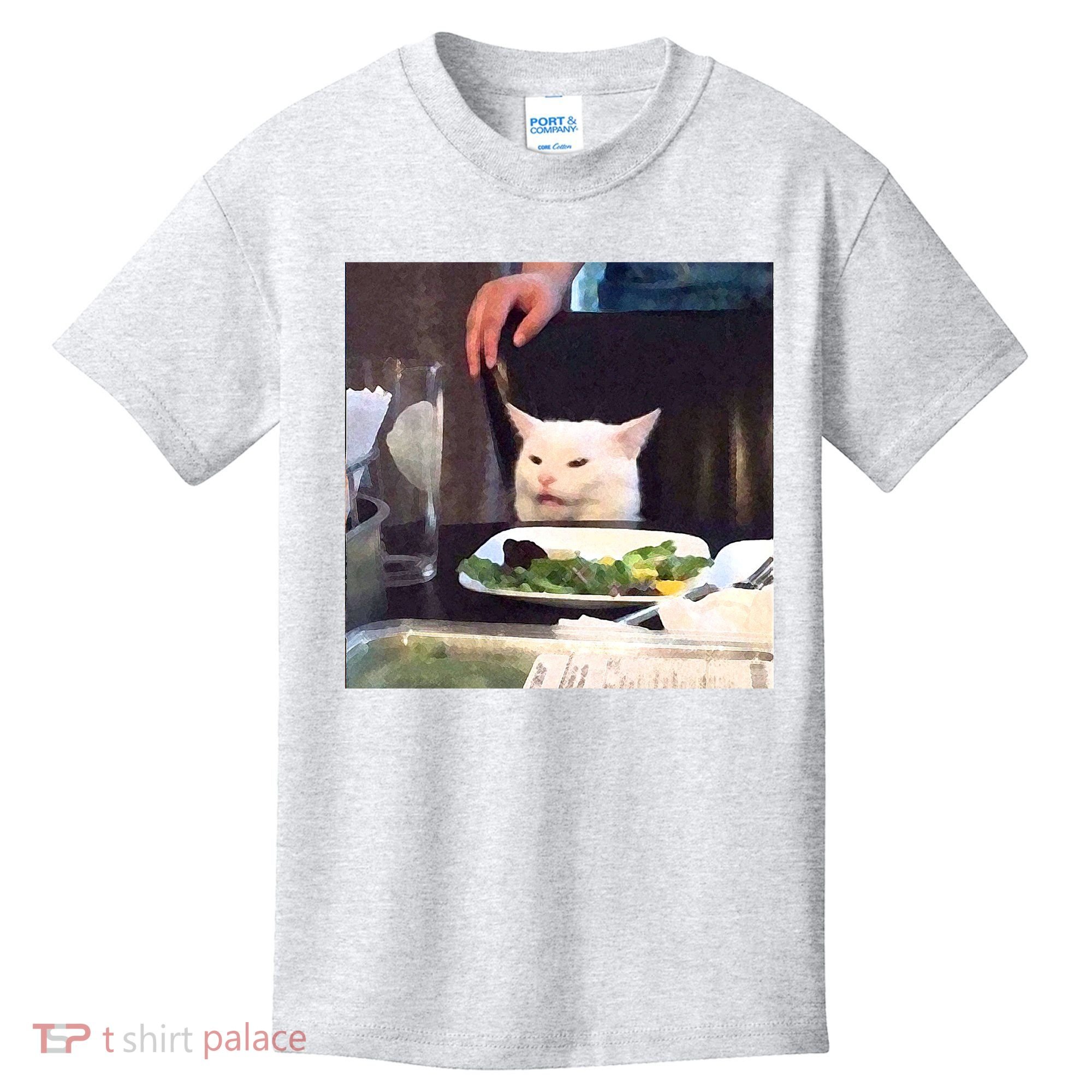 Dinner Table Cat Meme Funny Internet Yelling Kids T-Shirt