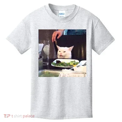 Dinner Table Cat Meme Funny Internet Yelling Kids T-Shirt