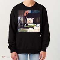 Dinner Table Cat Meme Funny Internet Yelling Women's Sweatshirt thumb 0