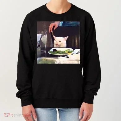 Dinner Table Cat Meme Funny Internet Yelling Women's Sweatshirt