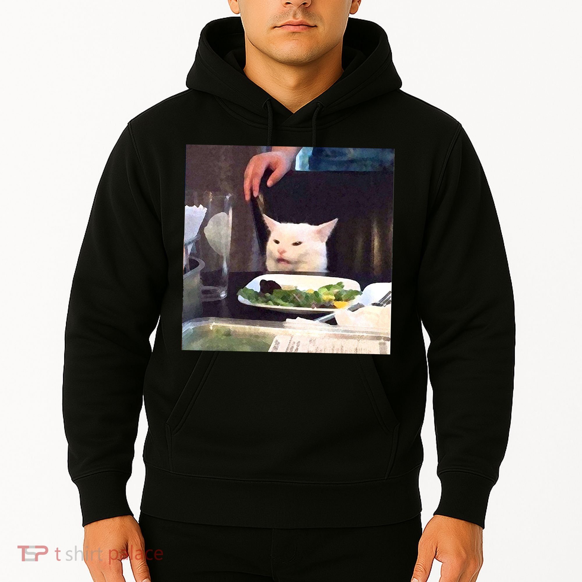 Dinner Table Cat Meme Funny Internet Yelling Hoodie