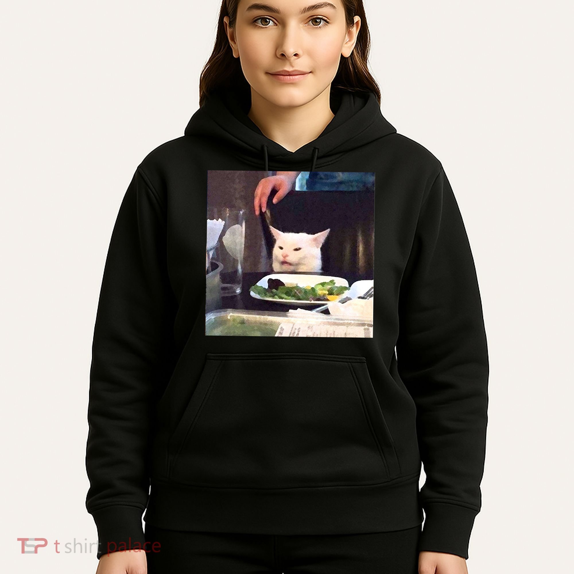Dinner Table Cat Meme Funny Internet Yelling Hoodie
