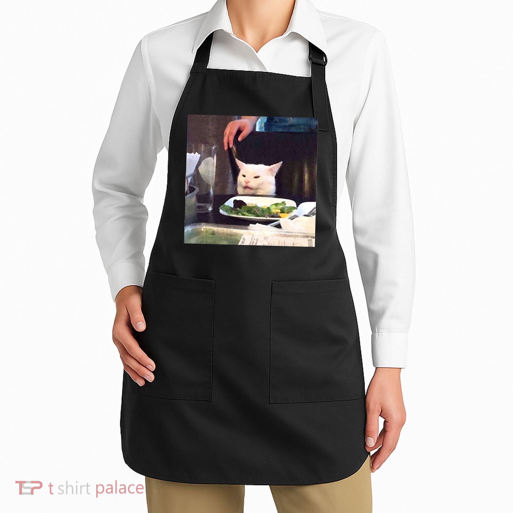 Dinner Table Cat Meme Funny Internet Yelling Apron