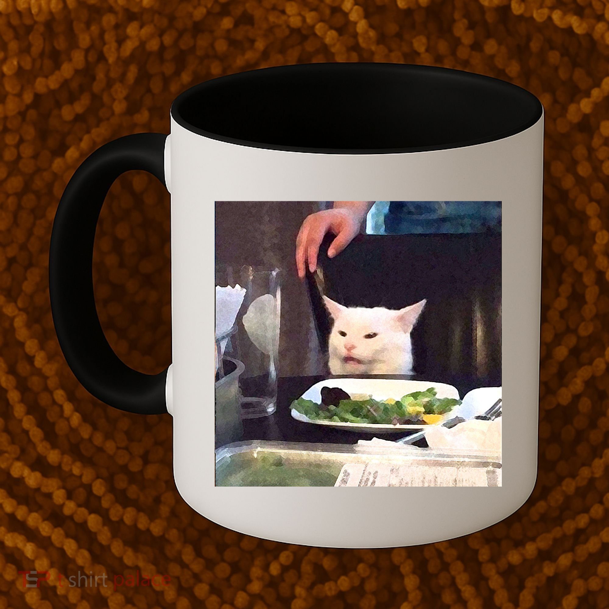 Dinner Table Cat Meme Funny Internet Yelling Coffee Mug